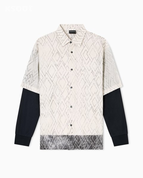 ASV comfort-fit printed Lyocell-blend shirt with a two-piece effect