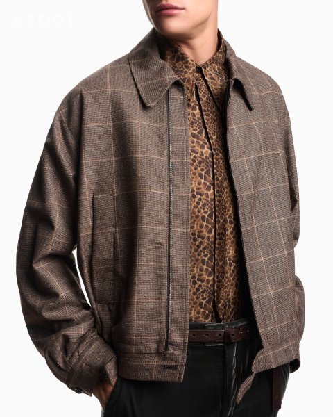 Flannel blouson with a check motif
