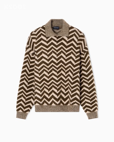 Jacquard wool-blend jumper with a chevron motif