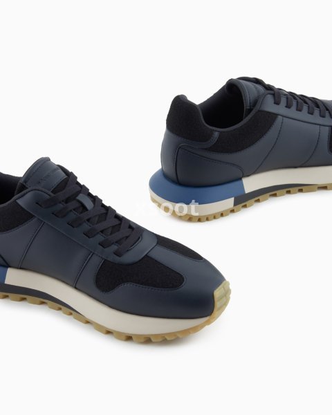 Leather sneakers with felt details