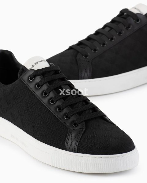 Nylon sneakers with jacquard all-over eagle