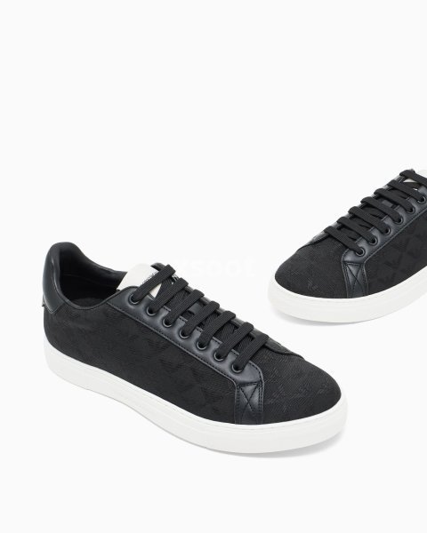Nylon sneakers with jacquard all-over eagle