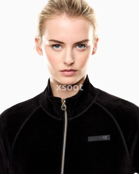 Athletic Velour zip-up sweatshirt in stretch chenille