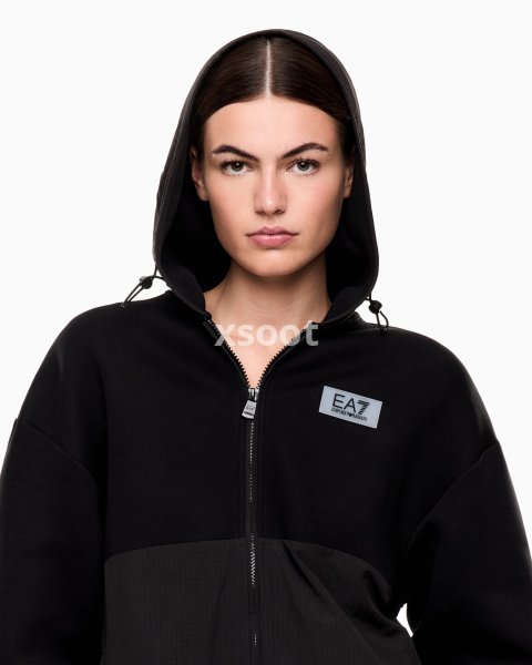 Contemporary Sport hooded sweatshirt with scuba inserts