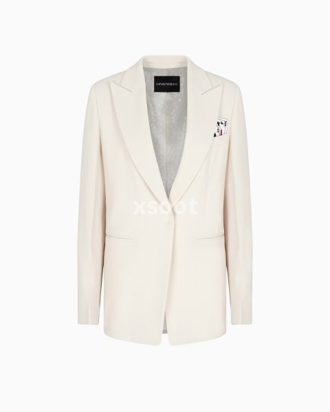 Single-breasted blazer in envers satin with Jeu de Cartes detail