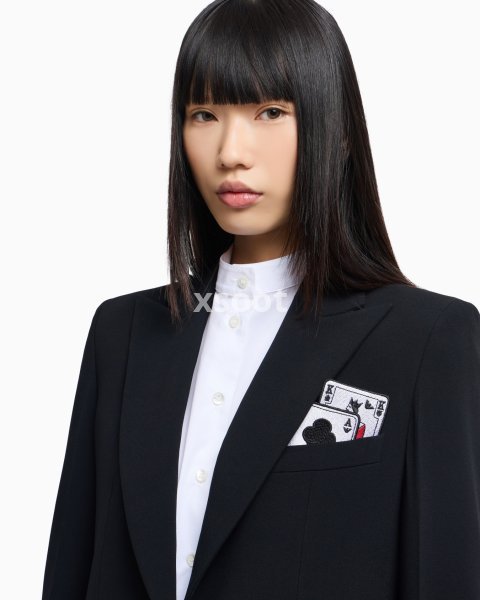 Single-breasted blazer in envers satin with Jeu de Cartes detail