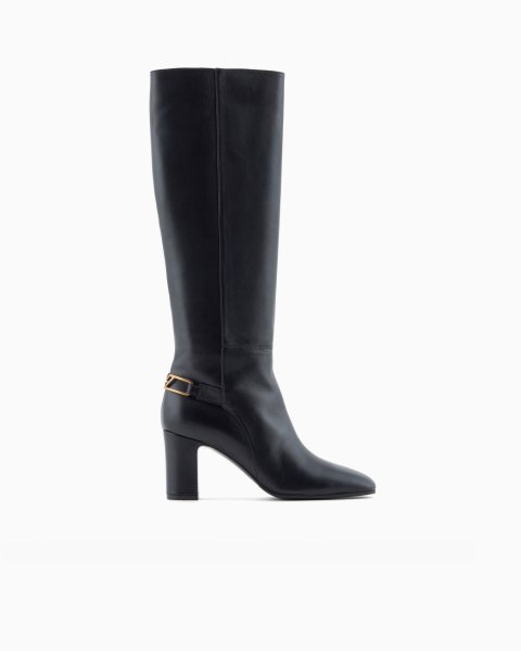 Nappa-leather boots with strap and eagle plate