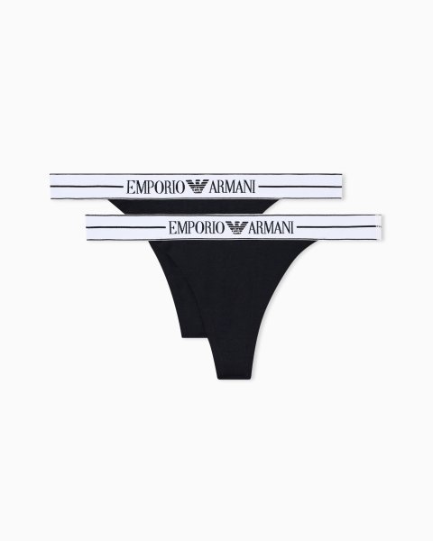 Two-pack of ASV organic-cotton thongs with logo waistband