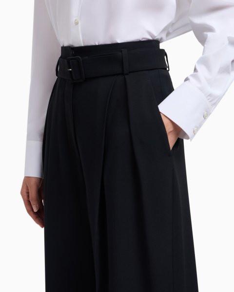 Envers satin trousers with pleats and belt