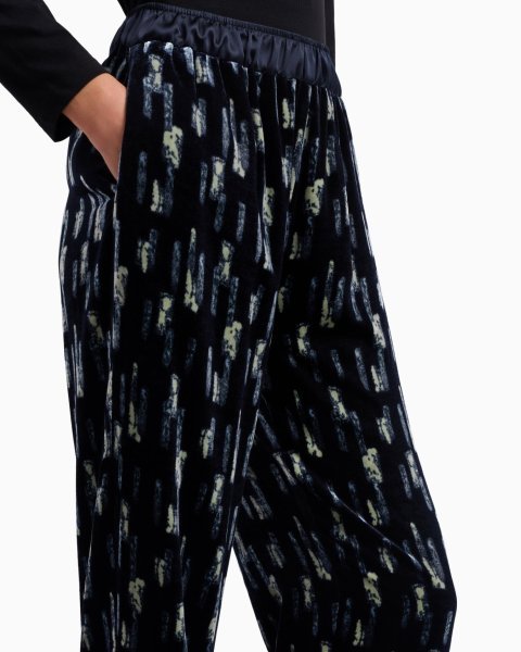 Printed velvet trousers