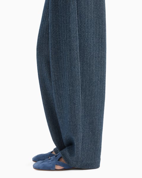 Chevron-motif jersey trousers