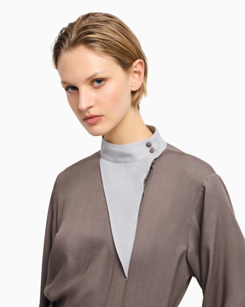 Fluid muslin shirt with off-centre closure