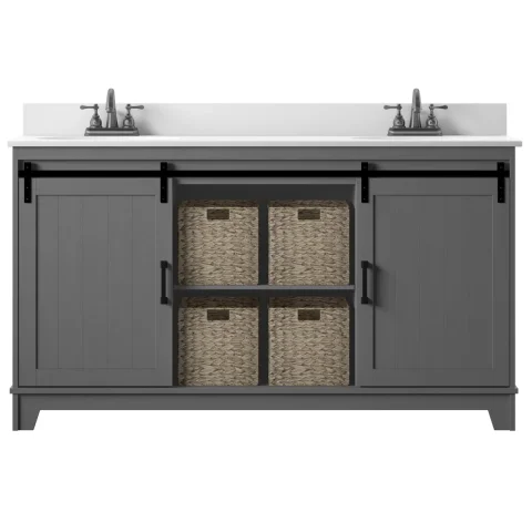 Braylen 60'' Double Bathroom Vanity with Vitreous China Top