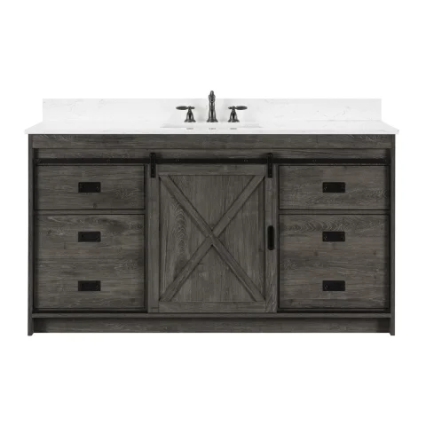 Jillian 60'' Single Bathroom Vanity with Engineered Stone Top