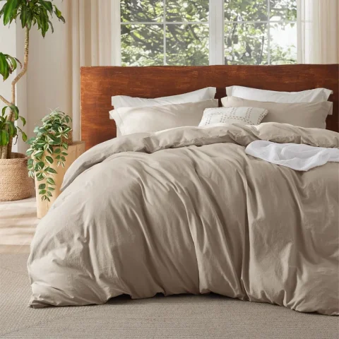 Essential Bedsure 100% Washed Cotton Duvet Cover With Pillow Sham for All Seasons