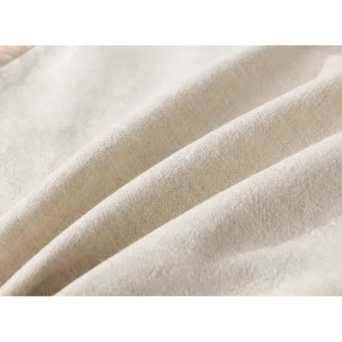 Washed Linen Textured Boho Farmhouse Pillow Cover With Tassels Edge (Set of 2)