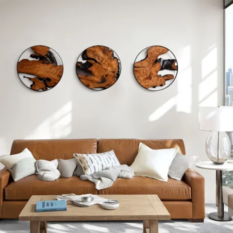 3 Piece Round Cedar Wood Wall Accents