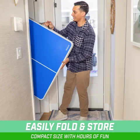 GoSports Foldable Indoor/Outdoor Table Tennis Table with Paddles and Balls - 6 x 3 ft